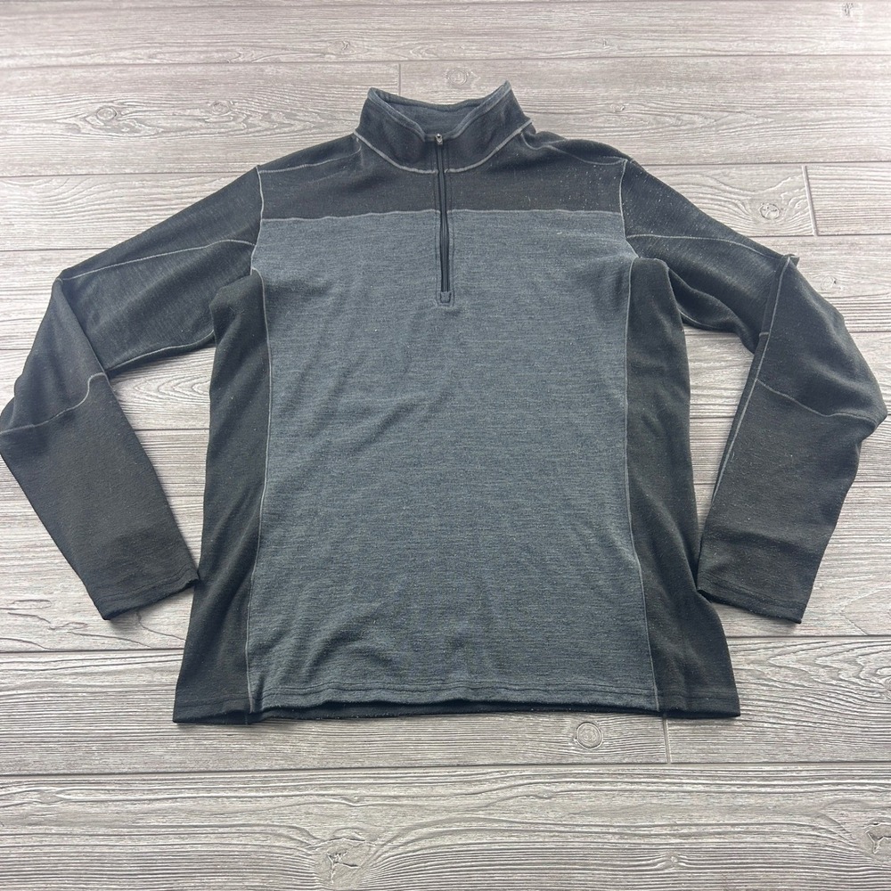Kuhl Mens Medium Quarter Zip Pullover Charcoal Gray Colorblock Performance Top